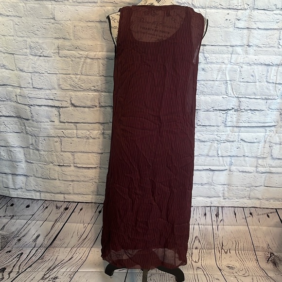 Eileen Fisher Silk Dress Crinkle Overlay Sleeveless Size XS - Picture 5 of 9